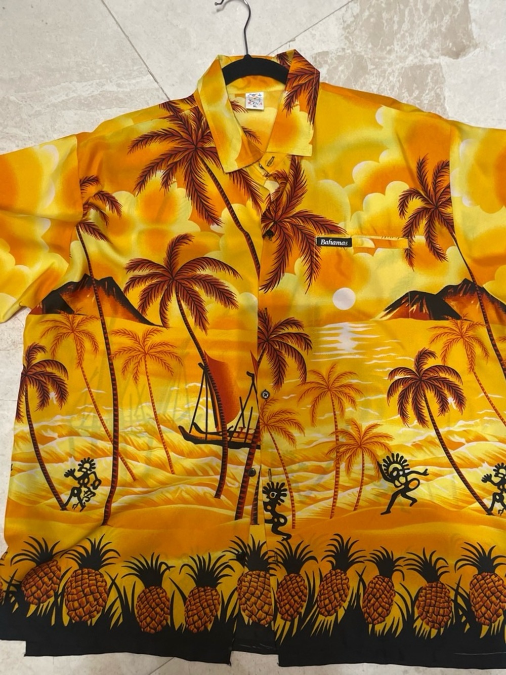 Ina Men's Tropical Hawaiian Shirt - Yellow Orange Palm Print